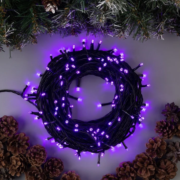 Garland &quotThread" street 20 m LED-200-220V 8 modes dark thread purple glow | Освещение