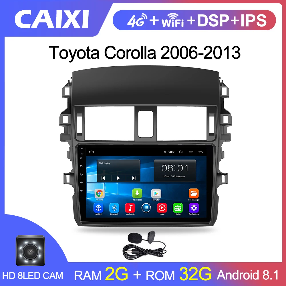 CAIXI Android 8,1 9 дюймов 2Din автомобильное радио для Toyota Corolla 2006 2007 2008 2009 2010 2011 2012 gps навигация мультимедийный плеер