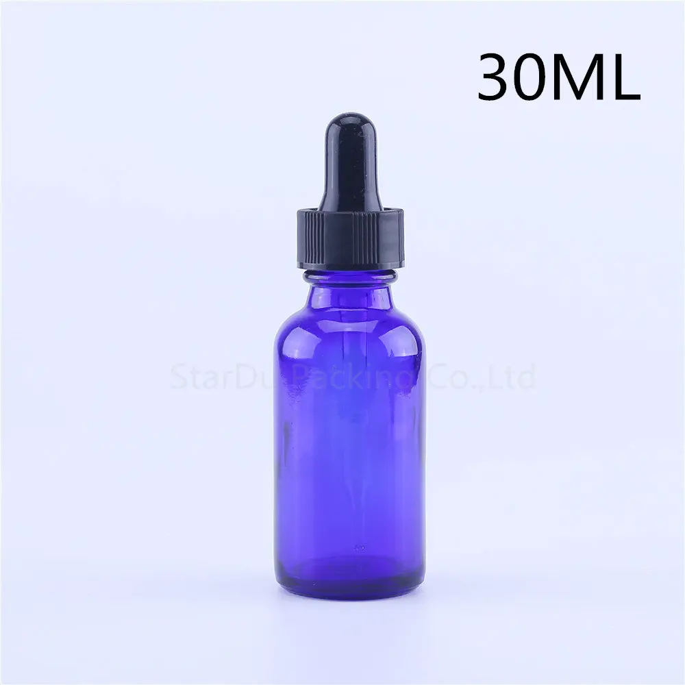 30ml 15 мл, 30 мл, 60 мл, 120 мл, синяя стеклянная бутылка с капельницей, бутылка для эфирного масла, 60cc, пустая бутылка Boston, 100 шт - Цвет: 30ml