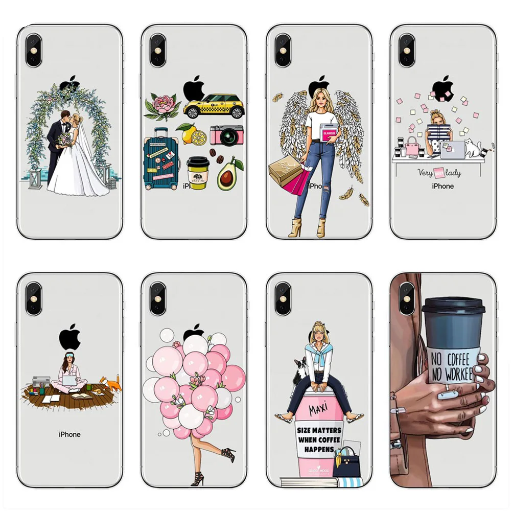 VOGUE city женские мягкие чехлы из ТПУ с белым воротником для iPhone 5S SE 6 6splus 7 8 Plus X