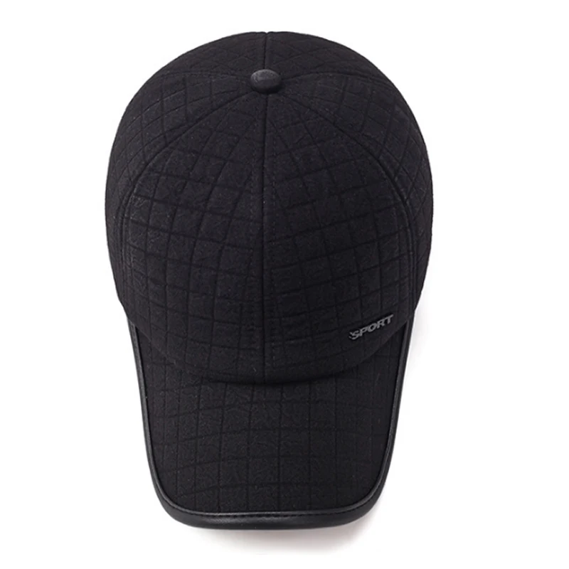 Хлопковая темно-синяя Удобная теплая утолщенная Кепка Snapback 1 шт. для мужчин с ушанками серая Черная мягкая бейсбольная кепка регулируемая