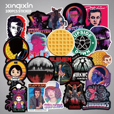 

100Pcs/Set Stickers Stranger Things Waterproof Reusable Sticker Decor For Laptop Skateboard Trunk Bicycle Pad Notebook