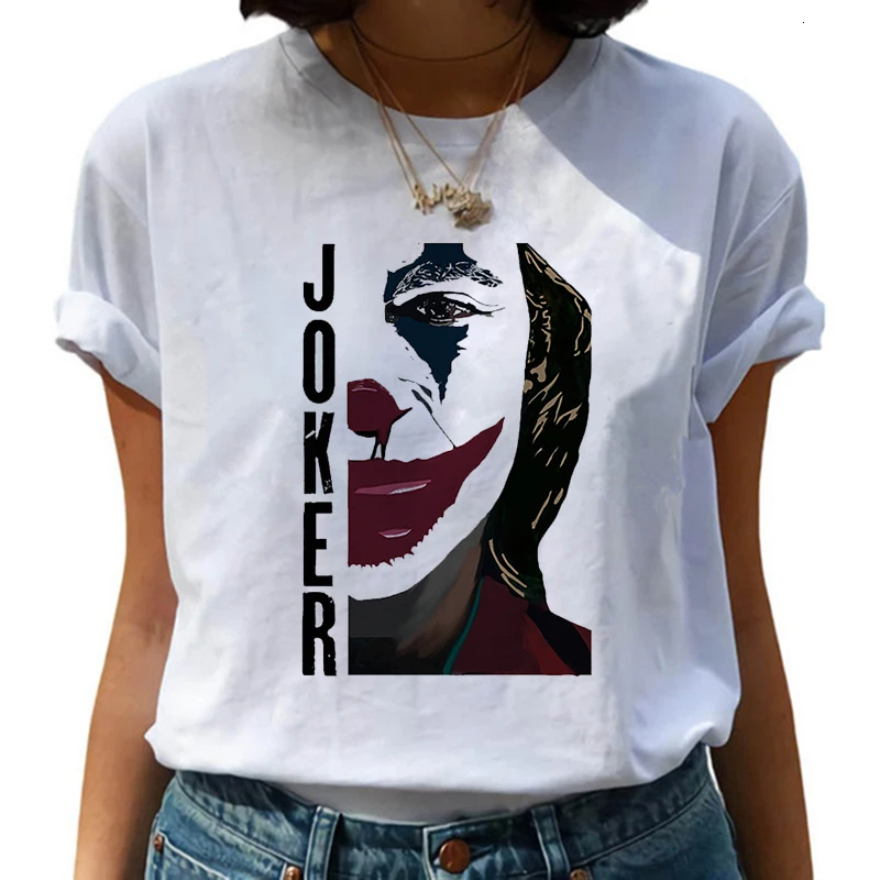 Female Funny Joker T Shirt Women Joaquin Phoenix Harajuku Chucky Horror Tshirt Ulzzang Cartoon T-shirt Graphic Fashion Top Tee - Цвет: 1