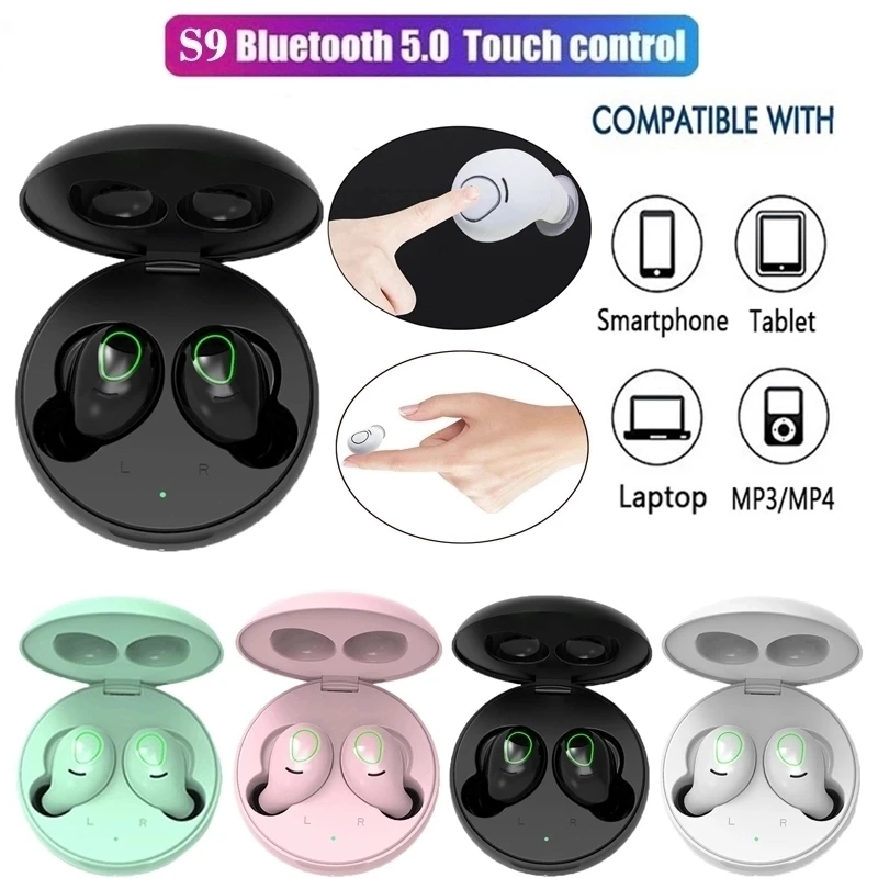 S9 TWS Bluetooth 5 0 Earbuds Smart Touch Stereo TWS Mini True noise reduction Sport Headset Wireless Charging Headphone