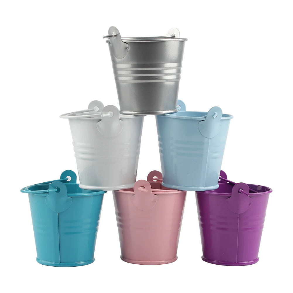 

OurWarm Mini Metal Bucket Tin Candy Bucket Gift Pails for Wedding Party Baby Showers Portable Flower Pot Home Garden Decoration
