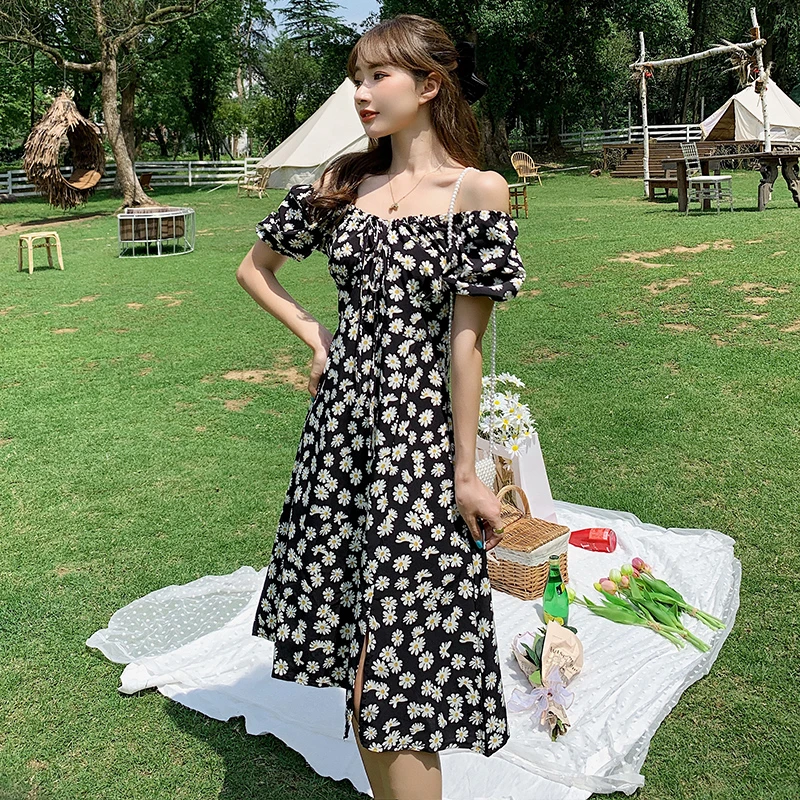 black chiffon dress midi