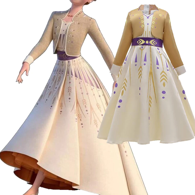 Новое платье «Эльза 2»; комплект принцессы для девочек на день рождения; bebe; Одежда для девочек; карнавальные вечерние платья Анны, Снежной Королевы; Детский костюм; Vestidos