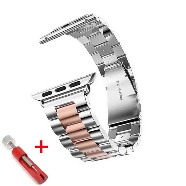 silver rose gold Ремешок из нержавеющей стали для apple watch 44 мм 40 мм 38 мм 42 мм iwatch series 4 3 2 1 металлический браслет для часов apple watch 5 - Цвет ремешка: silver rose gold
