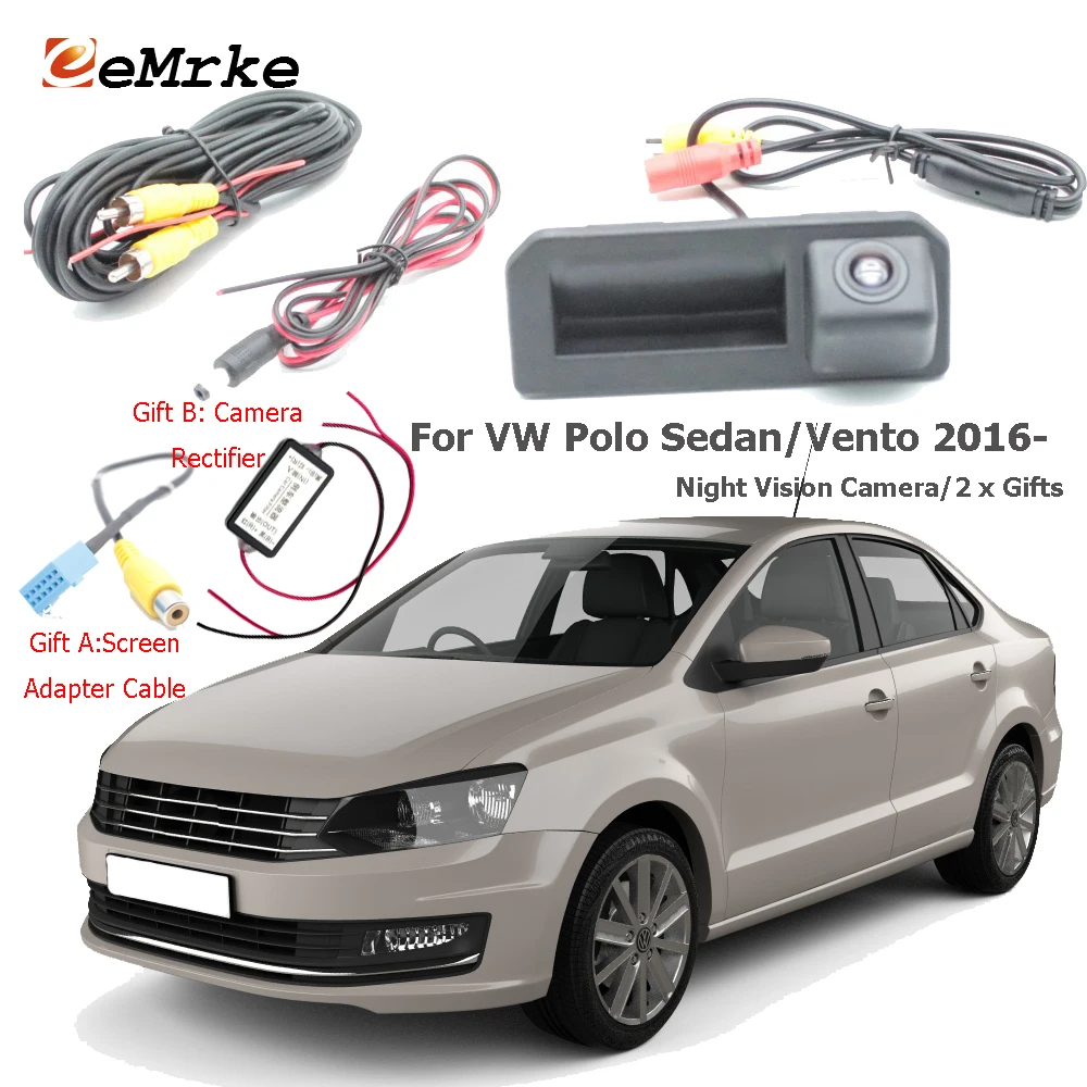 Камера заднего вида EEMRKE камера для Volkswagen Vento / Polo Sedan 2016/2017/2018 CCD HD с функцией