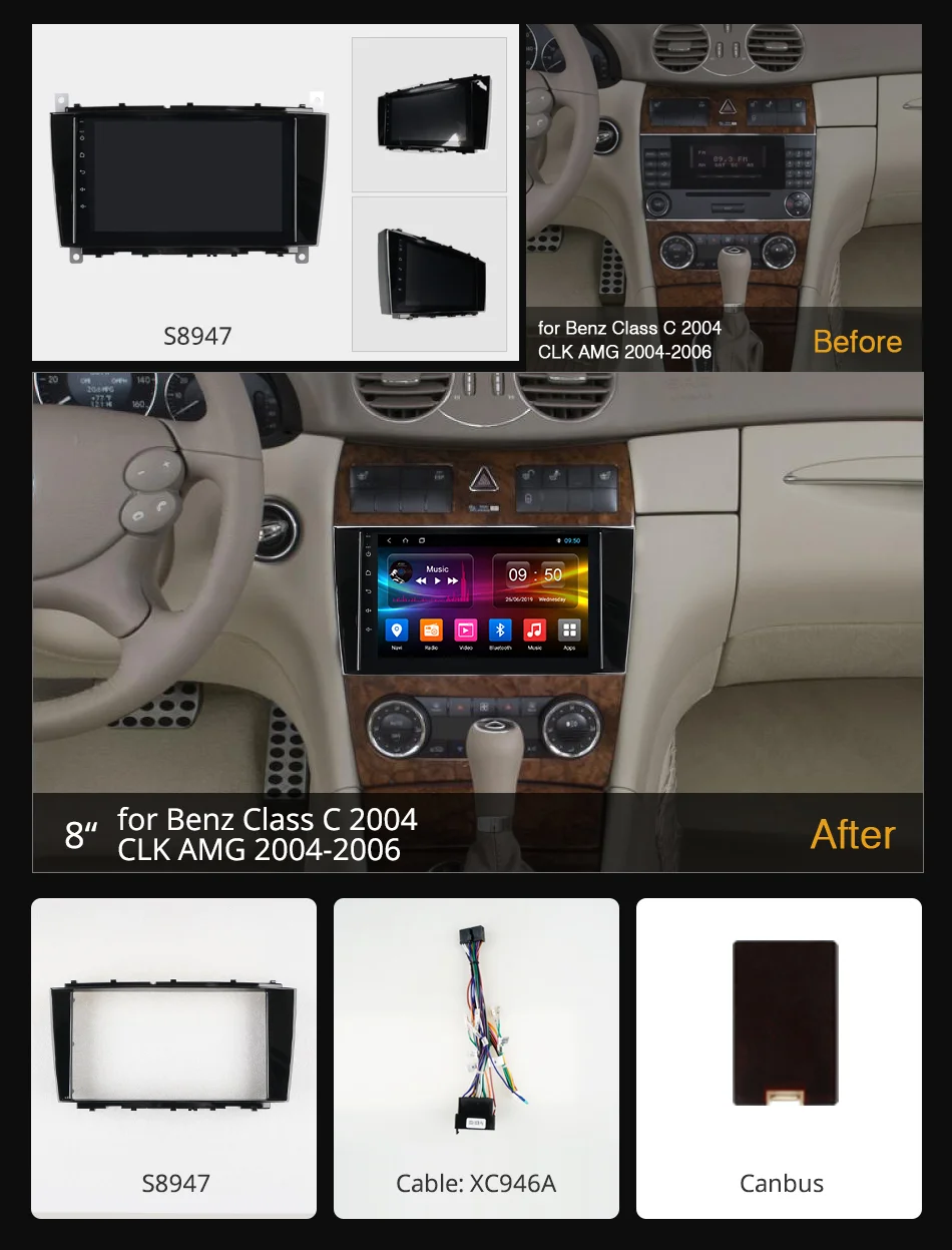 DSP ips панорамная камера Android 9,0 4G+ 64G Автомобильный dvd-плеер gps карта Радио Bluetooth wifi для Benz c-класс C180 C200 CLK200 C230