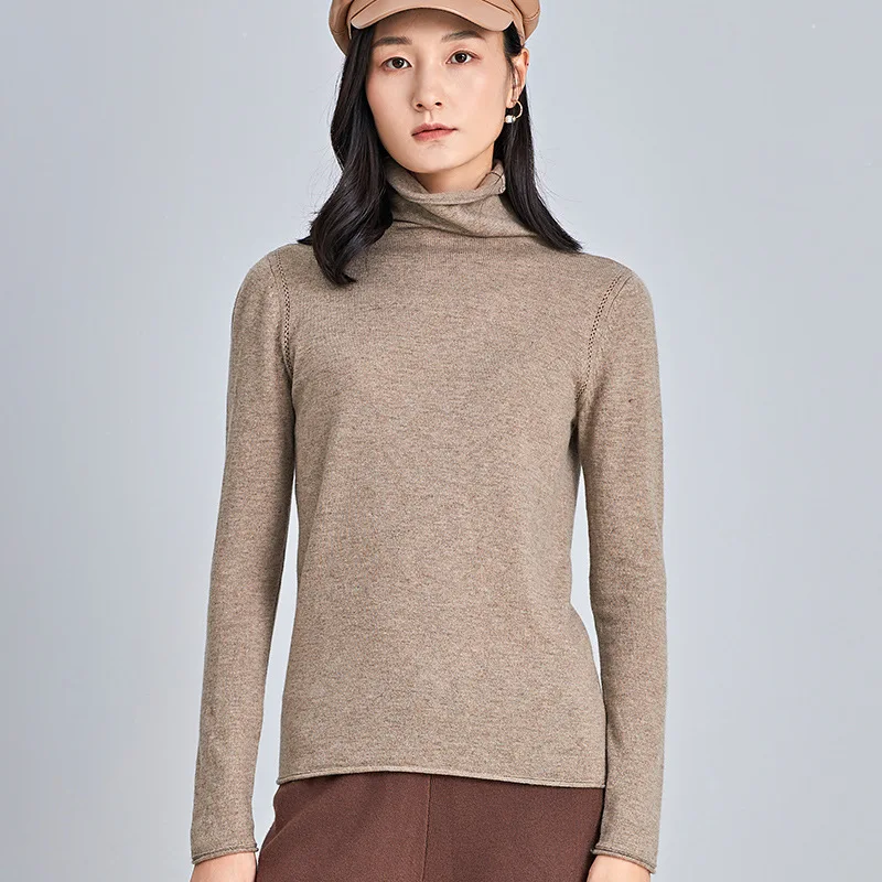 

Autumn And Winter New Style Heap Collar Woollen Sweater Women's 100 Pure Wool Short Pullover Sweater Loose-Fit Knit Low Waist Je
