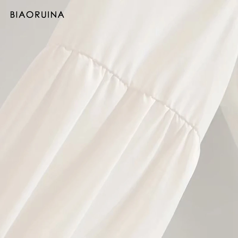 BIAORUINA женский элегантный дизайн повседневный комплект из двух предметов однобортная белая универсальная рубашка+ без рукавов Плиссированное модное платье