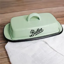 Ретро Ностальгический эмалированный с крышкой поднос для закусок домашняя кухонная посуда коробка для масла Коробка для хранения сыра