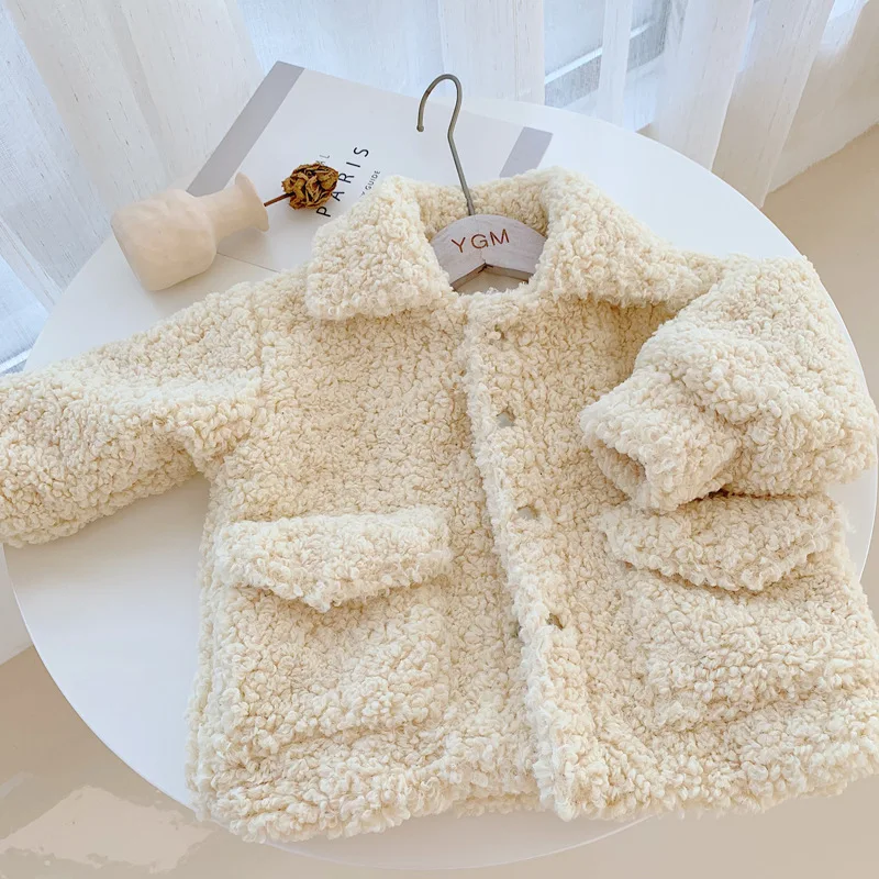 WLG/осенне-зимние пальто плотная верхняя одежда с отложным воротником и длинными рукавами для маленьких мальчиков и девочек детская повседневная универсальная одежда