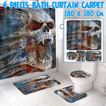 

Skull Printed 3d Printing Unique Gift Polyester Fabric Shower Curtains Bath Waterproof Products Bathroom Decor with 12 Hooks