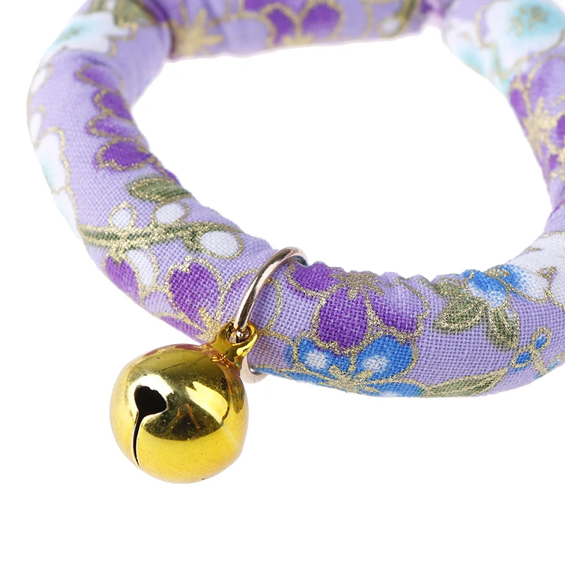 Japanese Style Handmade Adjustable Dog Cat Collar Printed Necktie Necklace With Bell for Puppy Kitten Pet Cat Accessories