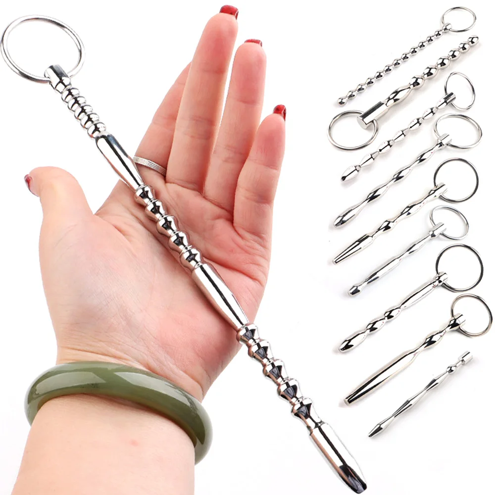 Metal Long Penis Plug Urethral Dilators Catheters Sounding Horse Eye Wand Stimulator Penis Sex Toys for Men