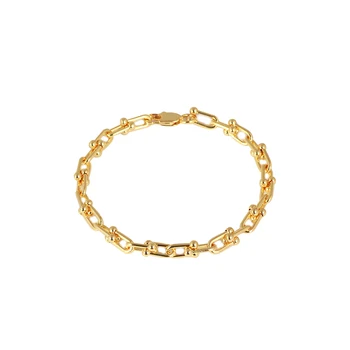 

New fashionista cool wind simple glossy U-shaped buckle fashion thick chain can be folded bracelet girls