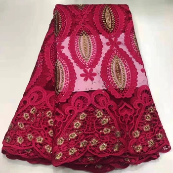 

High end nigerian French net lace fo African tulle mesh lace fabric 2020 Brown France cord lace for party wedding dress