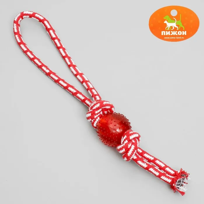 Игрушка канатная "Узел с мячиком" 70-80 г микс цветов | Дом и сад