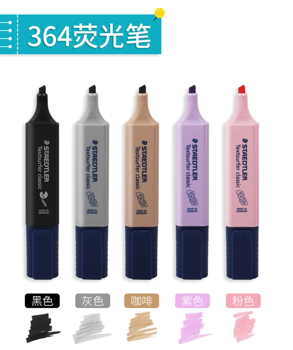1 шт. Staedtler-364 Textsurfer пастельный хайлайтер портативный маркер косой/с острым резаком неоновые, флуоресцентные 10 цветов