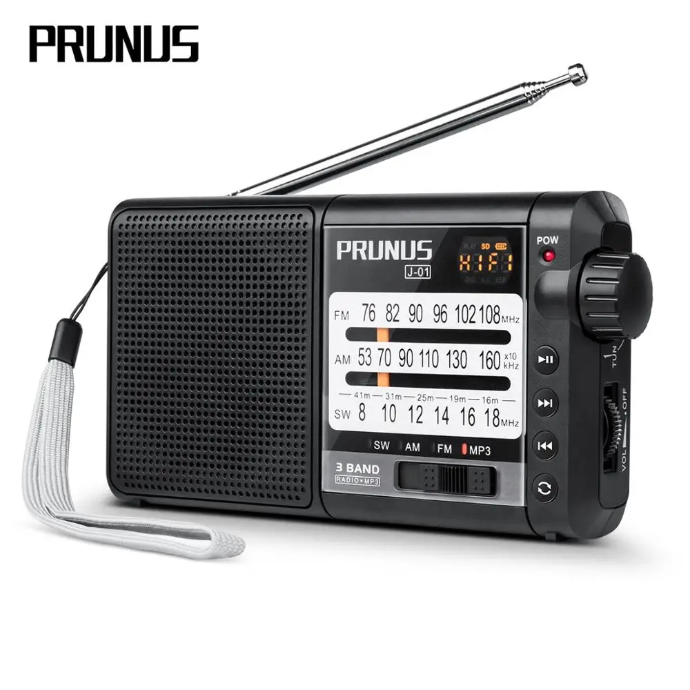

PRUNUS J-01 Retro Radio Receiver Pocket fm antenna radio FM/AM(MW)/SW Micro SD MP3 Pointer adjustment 2200mAH free shipping