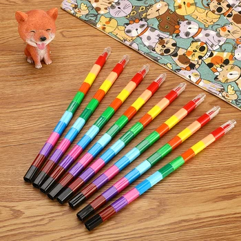 

12Colors Cute Kawaii Graffiti Crayon 1Pc/3Pcs/6Pcs/lot Creative Building Blocks Crayon Student kids Painting Stationery Supplies