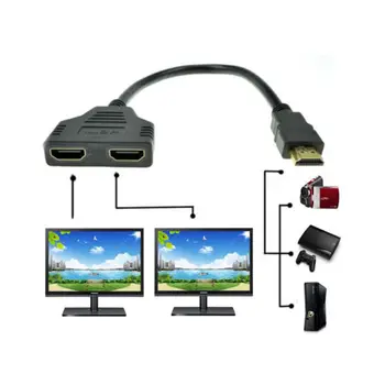 

1080P HDMI Port Male to 2 Female 1 In 2 Out Splitter Cable Adapter Converter
