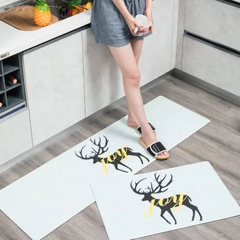 

C European Elk Wear-Resistant Anti-slip Mat Waterproof Oil Resistant Strip PVC Leather Kitchen Floor Mat