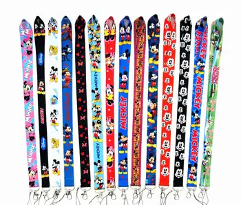 

200 PCS Anime Keychain Mickey Minnie Mouse Premium Lanyard id badge holder keychain straps for mobile phone Free Shipping