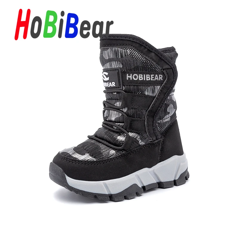 HOBIBEAR/ г. Новые зимние ботинки унисекс для детей, красные детские длинные ботинки для девочек детские уличные зимние ботинки с мехом внутри для мальчиков