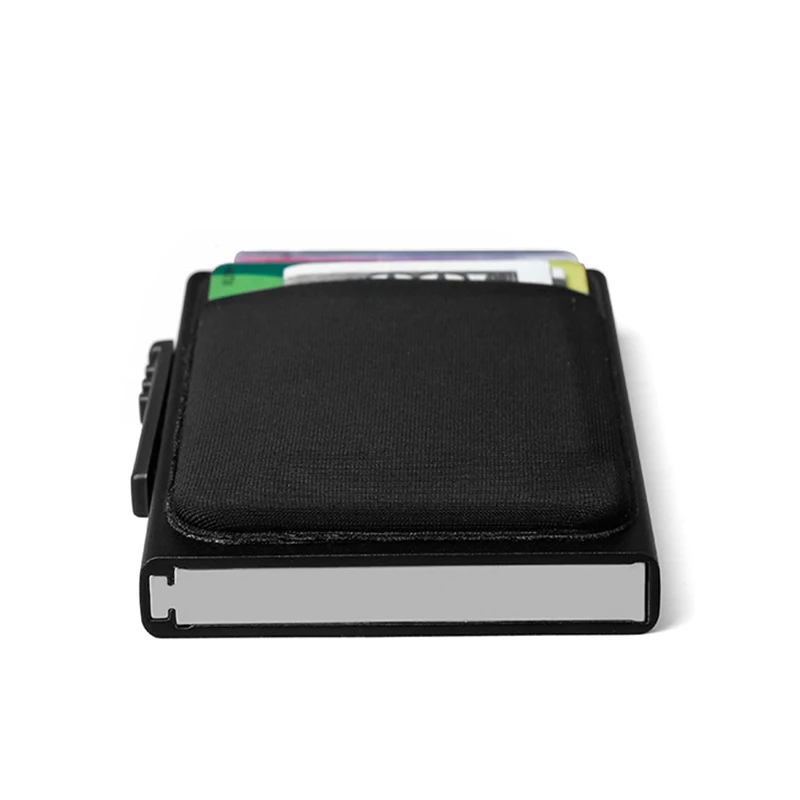 JieRan алюминиевый кошелек Rfid Блокировка мини тонкий металлический кошелек Карманный ID держатель для карт автоматический всплывающий чехол для кредитных карт протектор