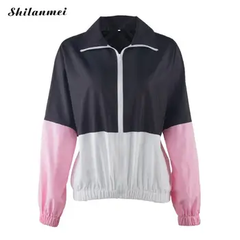 

2019 Trendy Women Basic Jacket Patchwork Zipper Hooded Casual Coats Autumn Thin Skinsuit Windbreaker Women Jacket Chaqueta Mujer
