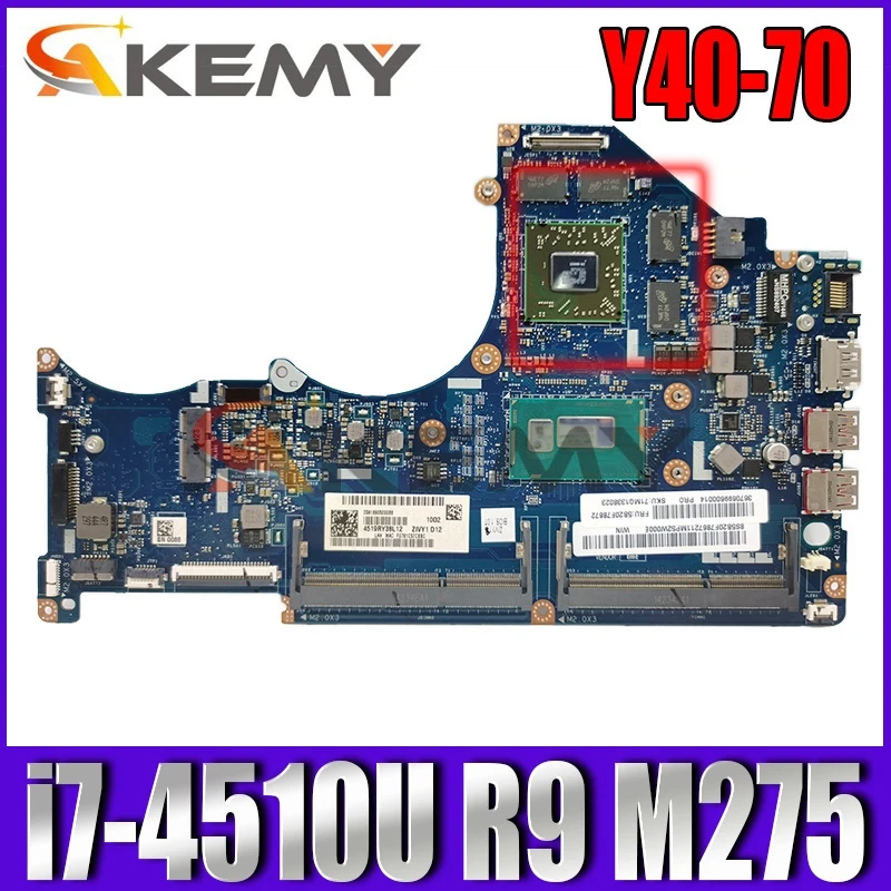 Akemy ZIVY1 LA-B131P для lenovo Y40-70 Материнская плата ноутбука SR1EB i7-4510U с высоким разрешением
