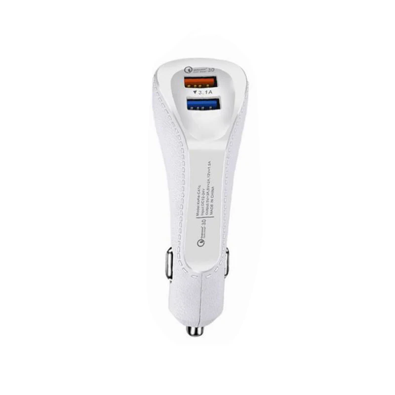 3.1A USB Автомобильное зарядное устройство 2/3 порт ЖК-дисплей QC3.0 телефон быстрое автомобильное зарядное устройство Черный Белый Авто адаптер питания для автомобиля аксессуары - Название цвета: White-2 USB