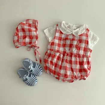 

Baby baby gir Plaid bodysuits Baby cloth Toddler Crawling Clothes Onesie Korean Style baby girl clothes
