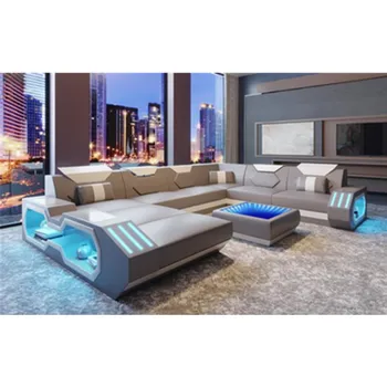 

Factory made U shape LED light new modern sofa