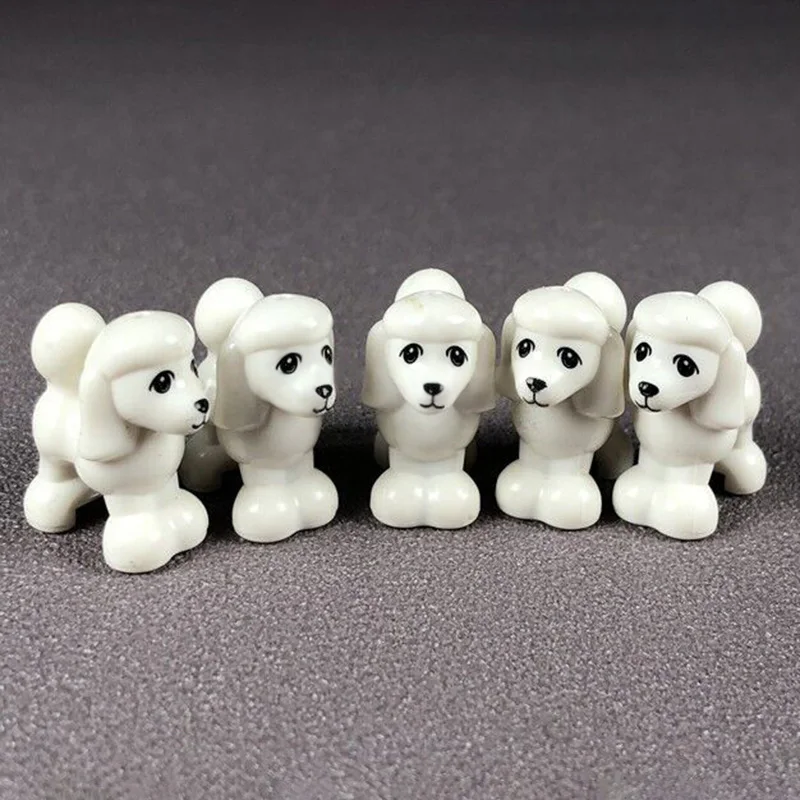 5Pcsset Animal Figures MOC Accessories Model Buidling Bricks Pet Dog Poodle Shepherd Building Blocks Kids DIY Toys (5)