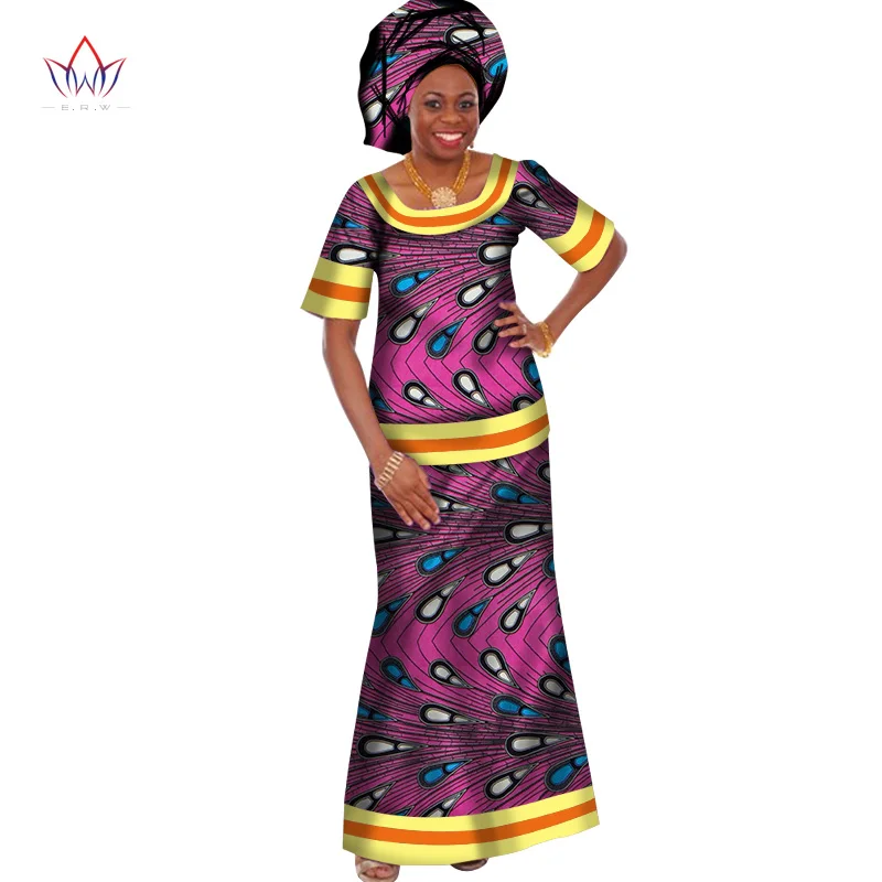 Традиционная африканская одежда для женщин, платья с круглым вырезом, женские вечерние Дашики, два предмета, короткий рукав, комплекты размера плюс, WY410