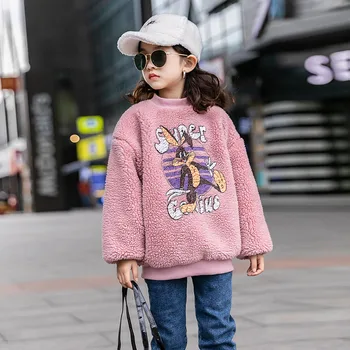 

Girls plus cashmere lamb velvet sweater 2020 new children's big children's fashionable western-style tops