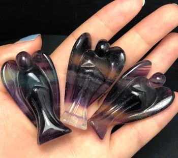 

1Pcs Natural fluorite crystal carved angel, super reiki healing beautiful crafts