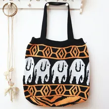 Женские сумки С Рисунком Слона, пляжная сумка, мягкая Большая вместительная сумка для отдыха, сумка на плечо, соломенные повседневные сумки, женские дизайнерские сумки