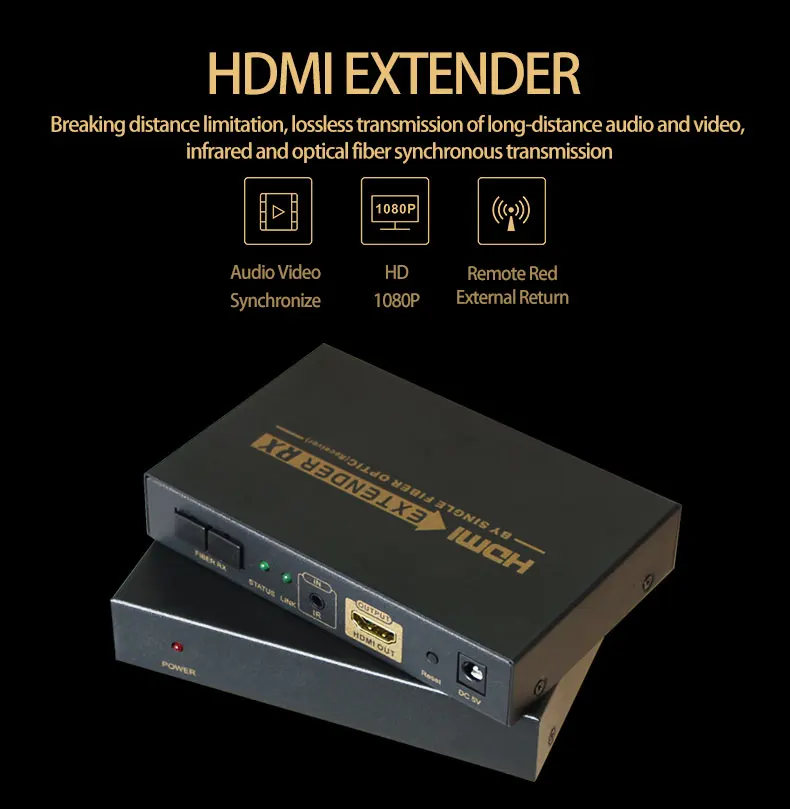 AMS-HTR2S HDMI оптический Волоконно-оптический приемопередатчик мультимодовое волокно 500 м декодирование аудио синхронизация выход 2 SC порт 1920*1080@ 60 Гц для светодиодного дисплея