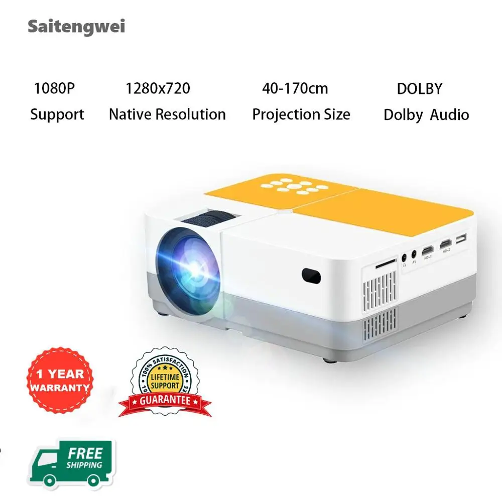 

LED Projector Full HD 1080P Support LCD Video Projector Compatible with Laptop,Phone, Xbox, PS4, HiFi Stereo HDMI VGA,Halloween