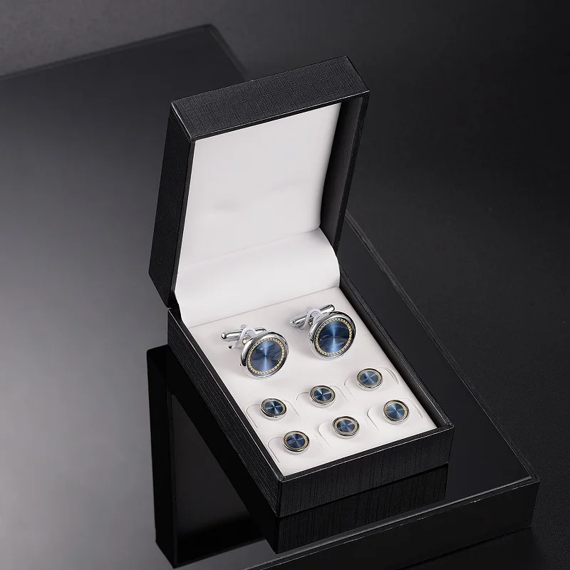 Wedding Cufflinks Tuxedo Studs Set for Men Accessories 1Pair Cufflinks and 6 PCS Tuxedo Studs Husband's Shirt Wedding Guest GIft crystal cufflinks