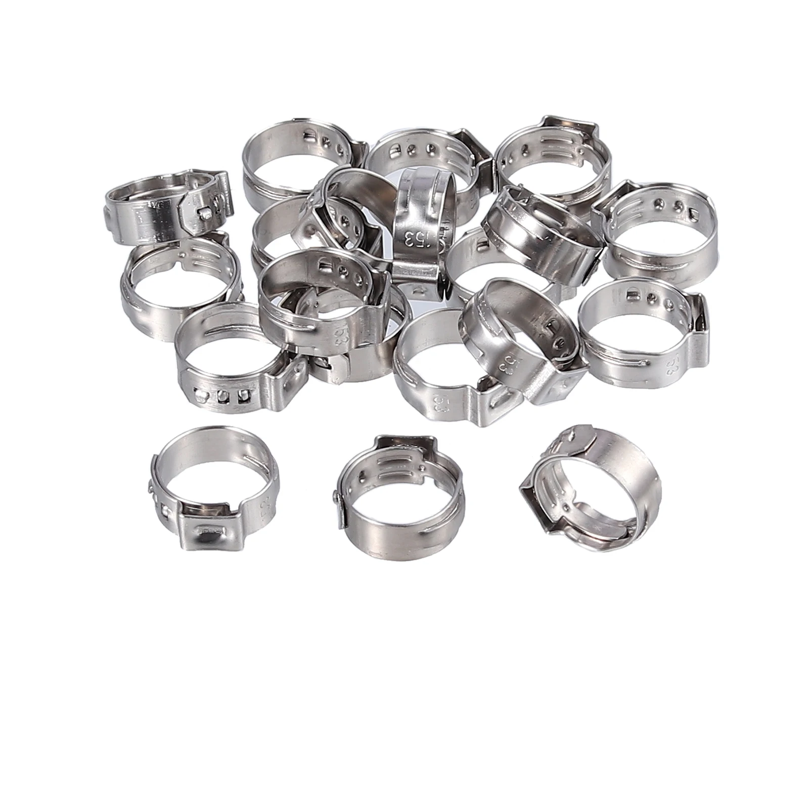 130Pcs 5.8-21mm Single Ear Stepless Hose Clamps Assortment Cinch Clamp Rings C#