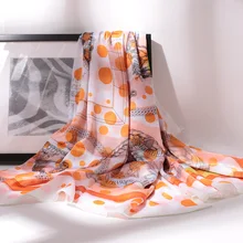 

130x130cm Women Polka Dot Chain Pattern Scarf Lady High Quality Wrap Pashmina Stole Scarf Women Luxury Silk Square Scarf