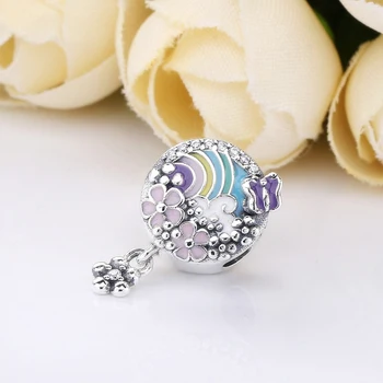 

Free Shipping Authentic 925 Sterling Silver Flower Colour Story Charms Fit Pandora Bracelet For Women Mother DIY Jewelry Bead