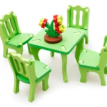 Детский деревянный обеденный туалетный столик, кресло-качалка для спальни, деревянная лошадка и т. Д., Детский 3D сборный комплект мебели для игрушек
