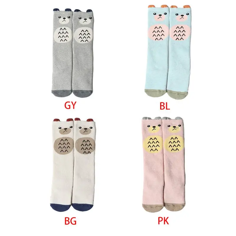 

Infant Baby Winter Thick Warm Knee High Socks Cute 3D Ears Cartoon Bear Combed Cotton Thermal Non-Skid Grip Sole Hosiery